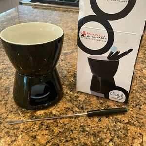 Maxwell & Williams Clique 3 pc black & white fondue pot - only 1 fondue fork